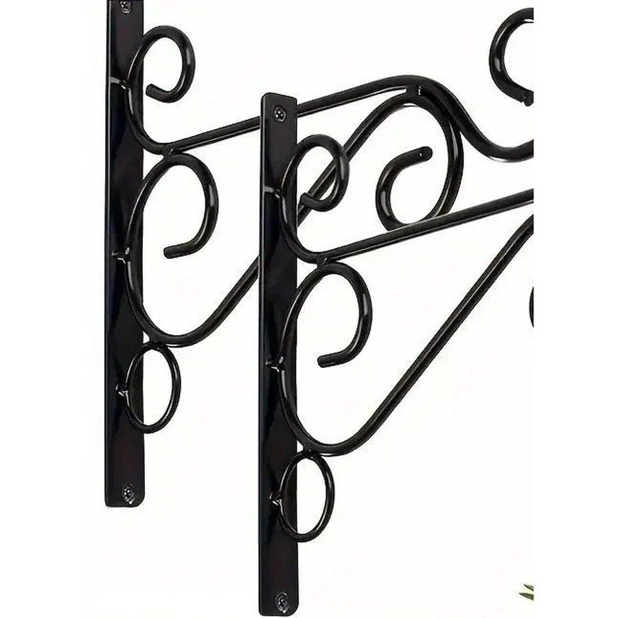 Scrolled Iron Basket Brackets, Pair